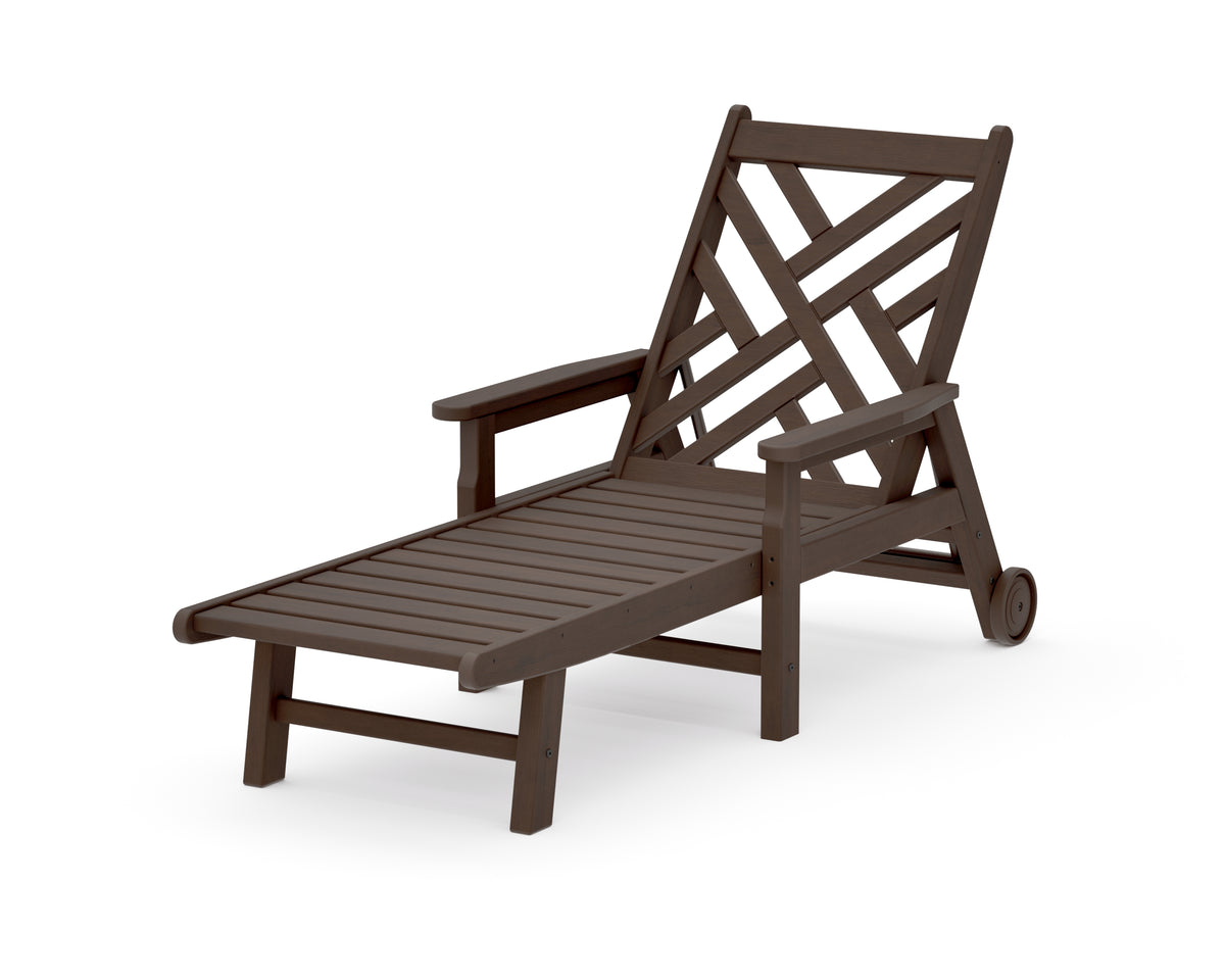 POLYWOOD Chippendale Chaise with Arms and Wheels in Kona