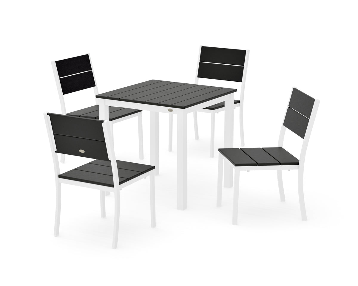 POLYWOOD Main Street 5-Piece Square Dining Set- Small in White / Black