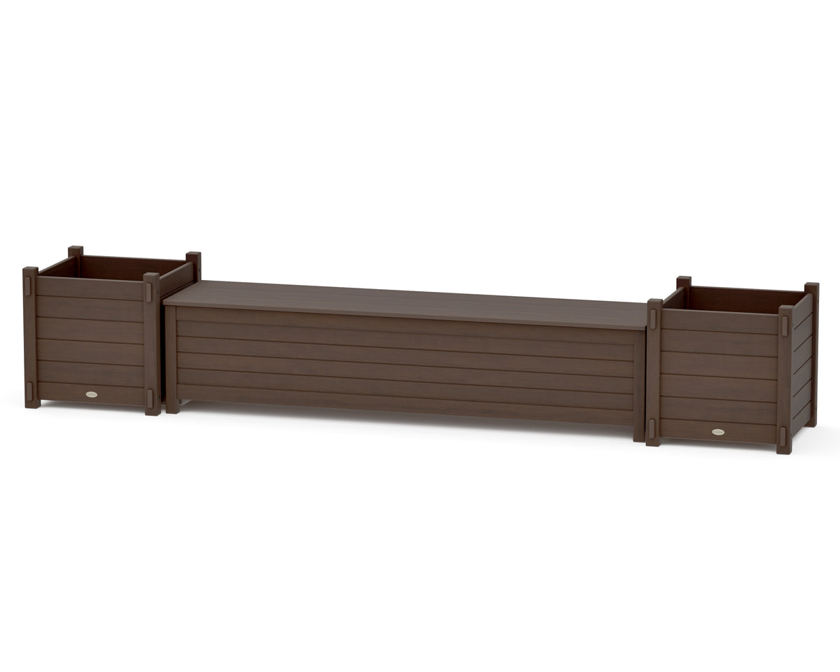 POLYWOOD 72" Nautical Straight Planter Storage Bench Set - Large in Kona