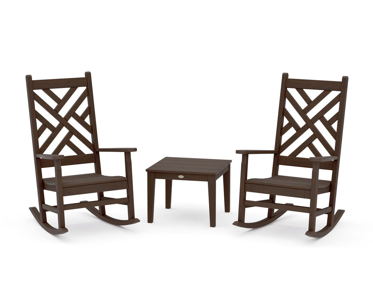 POLYWOOD Chippendale 3-Piece Rocking Chair Set in Kona
