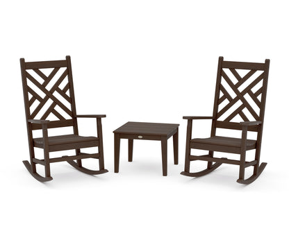 POLYWOOD Chippendale 3-Piece Rocking Chair Set in Kona