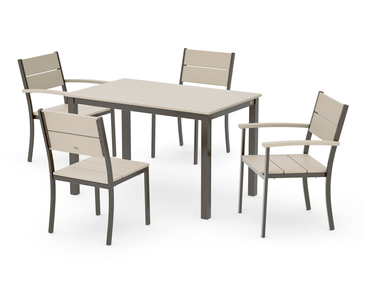 POLYWOOD Main Street 5-Piece Dining Set with Main Street 30 x 48 Dining Table in Bronze / Sand
