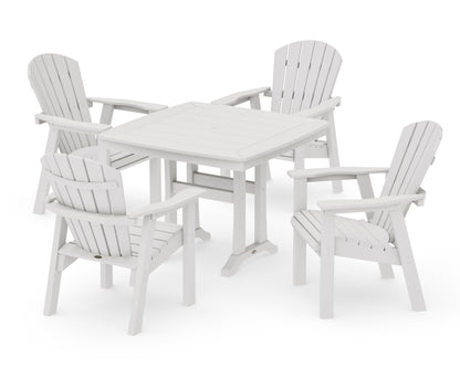 POLYWOOD Seashell 5-Piece Dining Set with Trestle Legs - 37" Table in Vintage White