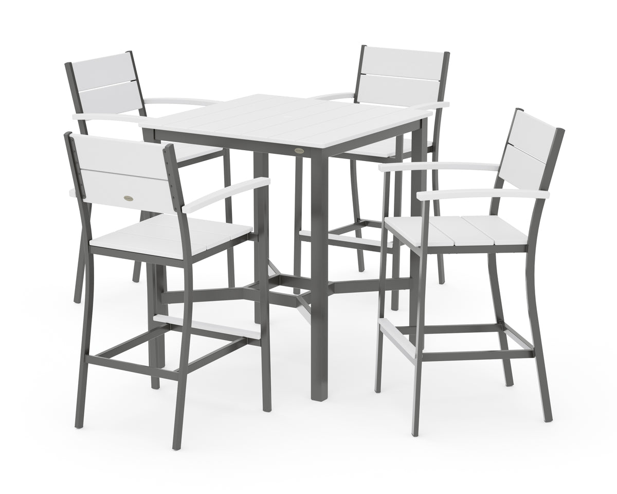 POLYWOOD Main Street 5-Piece Bar Set in Charcoal / White