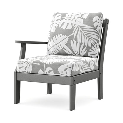 POLYWOOD Braxton Modular Left Arm Chair in Slate Grey / Leaf Grey Mist