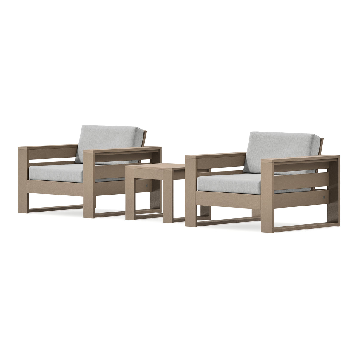POLYWOOD PW Designer Series Latitude 3-Piece Lounge Chair Set in Vintage Sahara / Granite