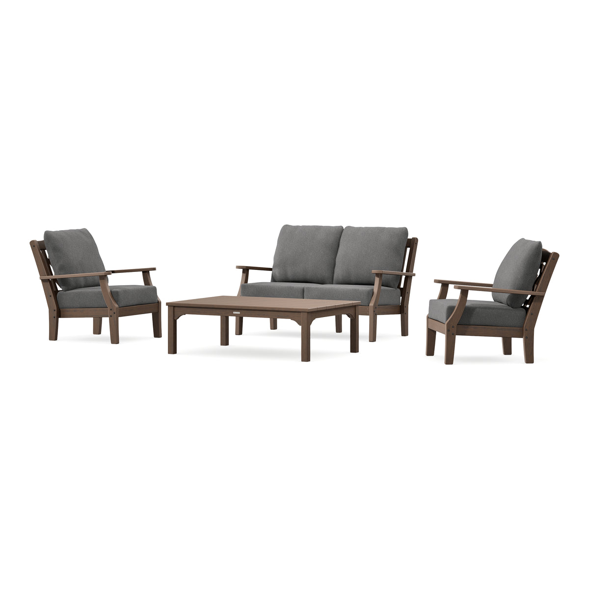 POLYWOOD Chinoiserie 4-Piece Deep Seating Set with Loveseat in Kona