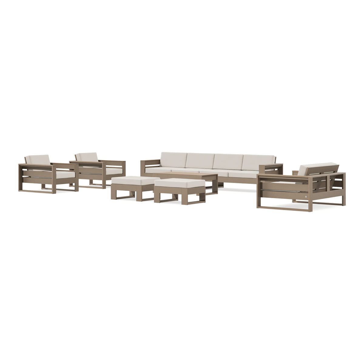POLYWOOD PW Designer Series Latitude 8-Piece Lounge Sofa Set in Vintage Sahara / Dune Burlap