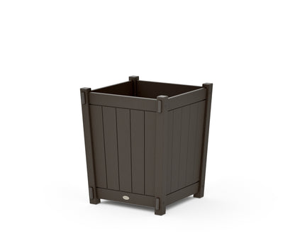 POLYWOOD Vineyard Large Tapered Square Short Planter Box in Vintage Coffee