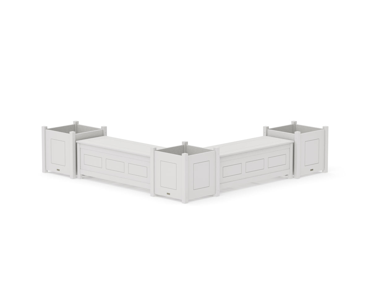 POLYWOOD 48" Country Living L-Shaped Planter Storage Bench Corner Set - Large in Vintage White