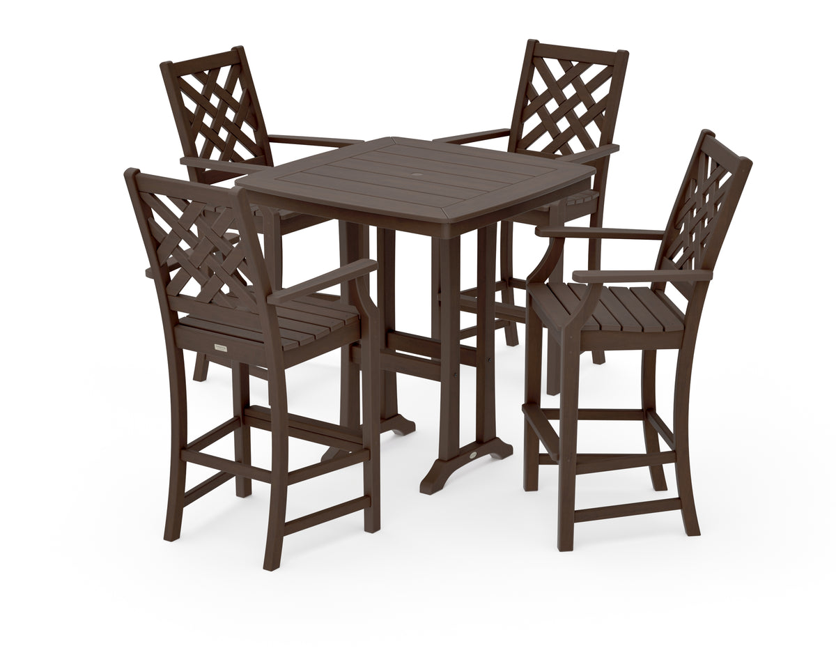 POLYWOOD Country Living Wovendale 5-Piece Bar Set with Trestle Legs in Kona