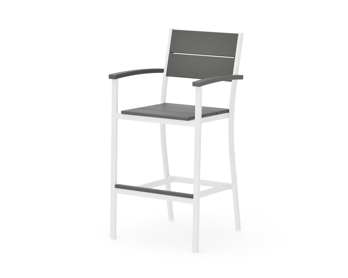 POLYWOOD Main Street Bar Arm Chair in White / Slate Grey
