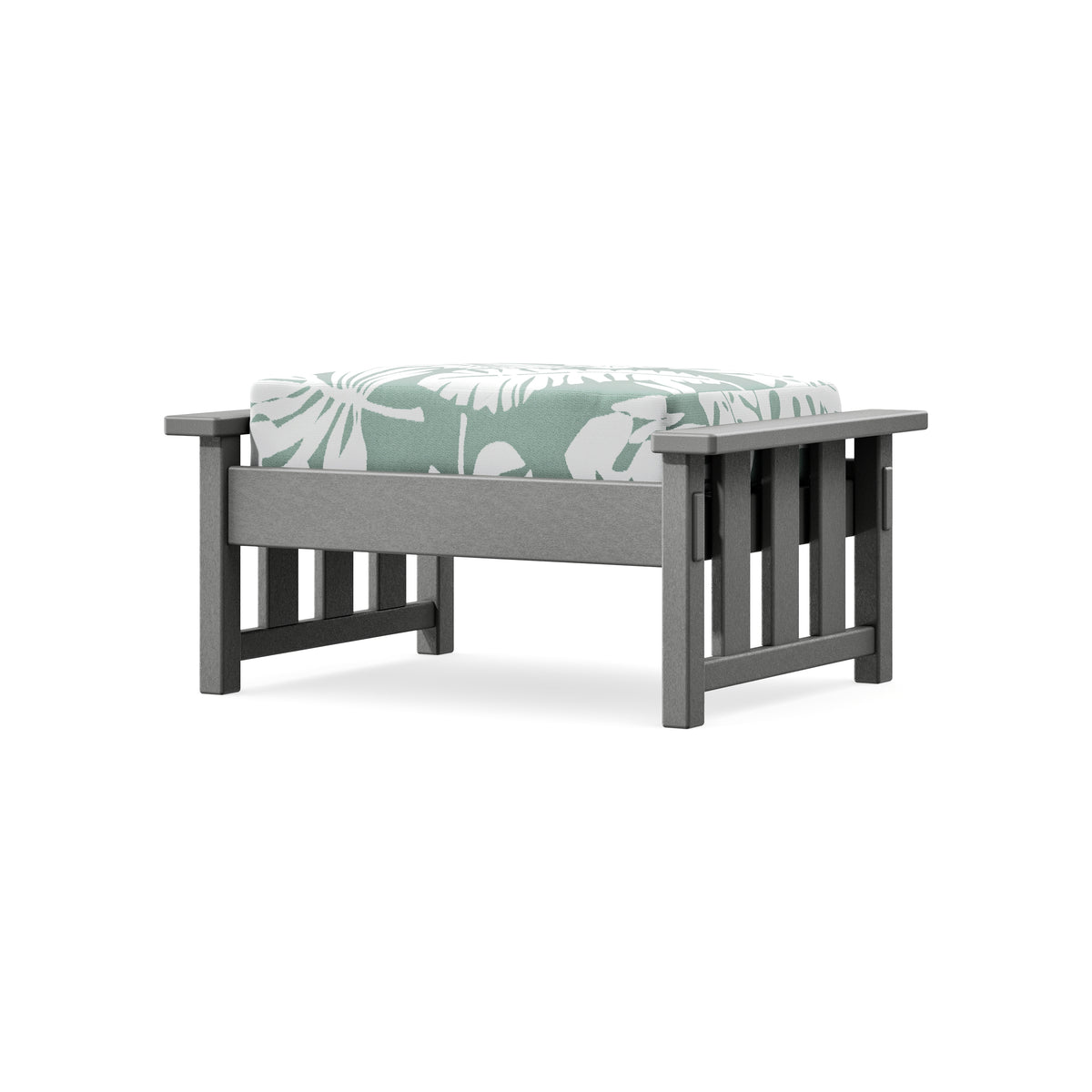 POLYWOOD Acadia Deep Seating Ottoman in Slate Grey / Leaf Glacier Spa