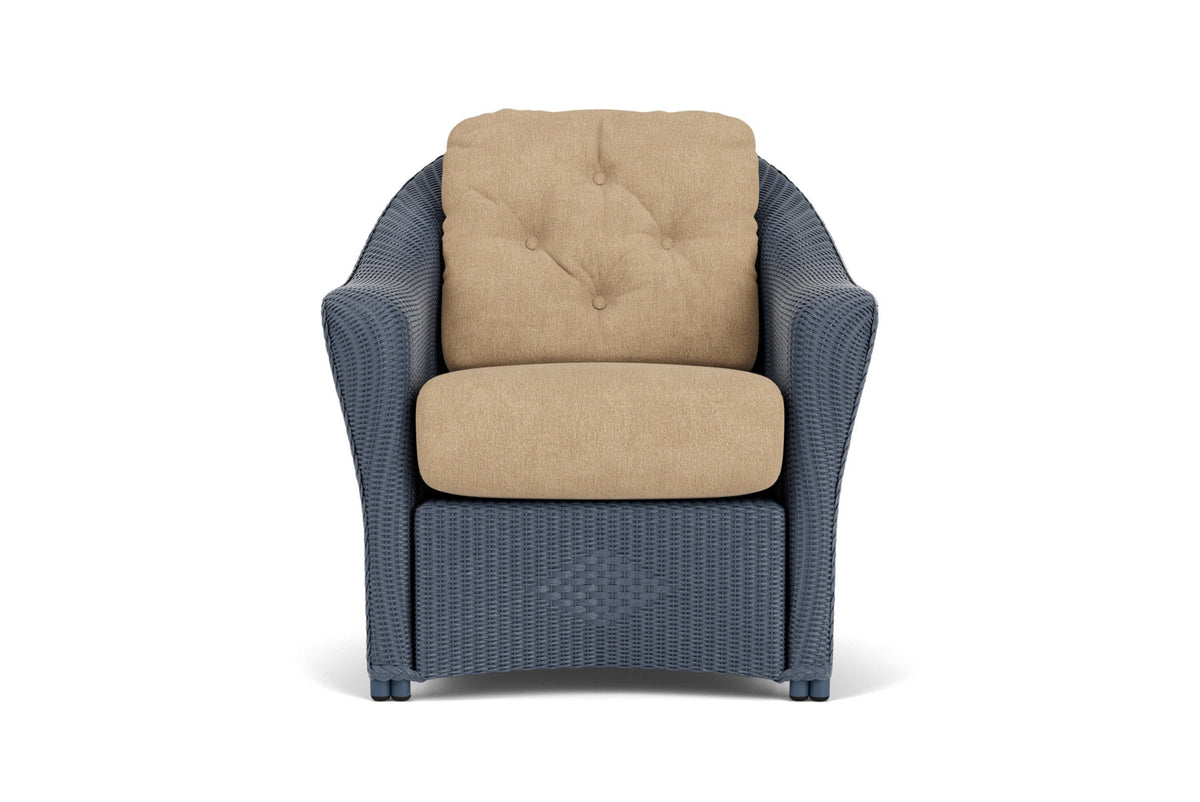 Lloyd Flanders Reflections Lounge Chair in Denim Blue with Hayden Sand fabric