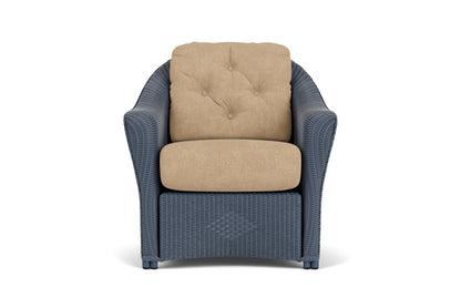 Lloyd Flanders Reflections Lounge Chair in Denim Blue with Hayden Sand fabric