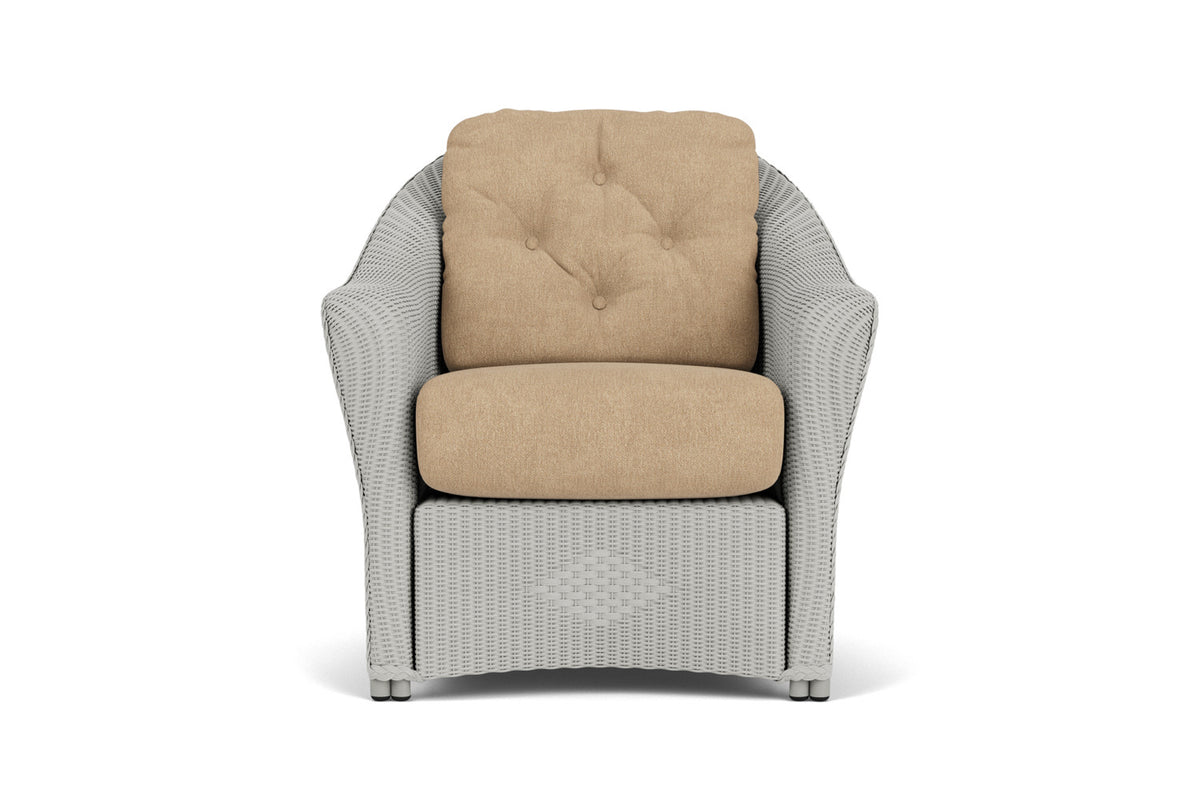 Lloyd Flanders Reflections Lounge Chair in Platinum with Hayden Sand fabric