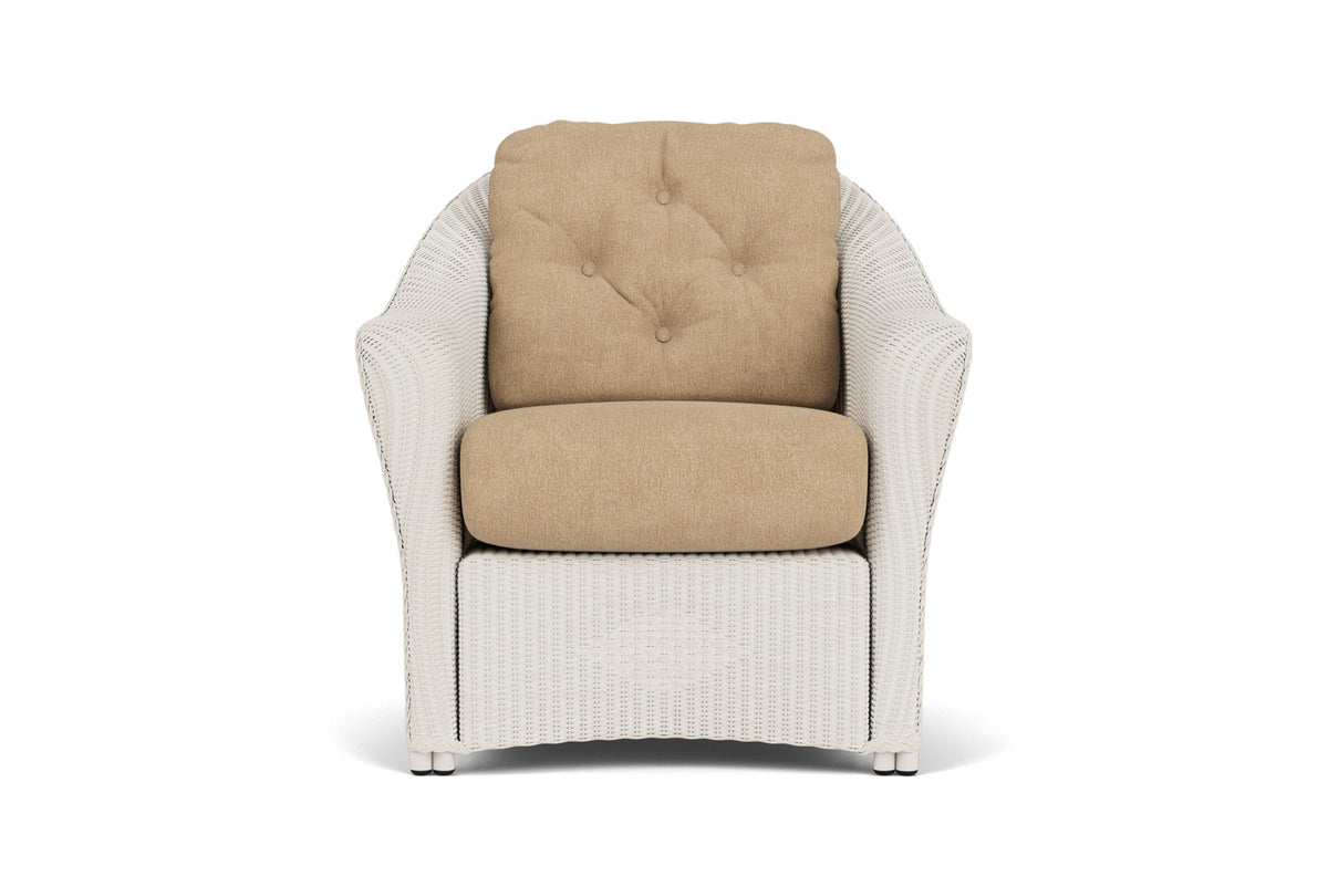 Lloyd Flanders Reflections Lounge Chair in Antique White with Hayden Sand fabric
