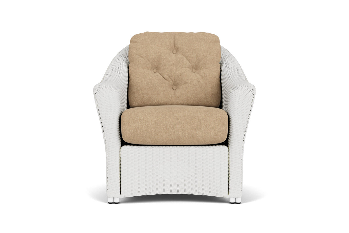 Lloyd Flanders Reflections Lounge Chair in Matte White with Hayden Sand fabric