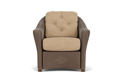Lloyd Flanders Reflections Lounge Chair in Bark with Hayden Sand fabric