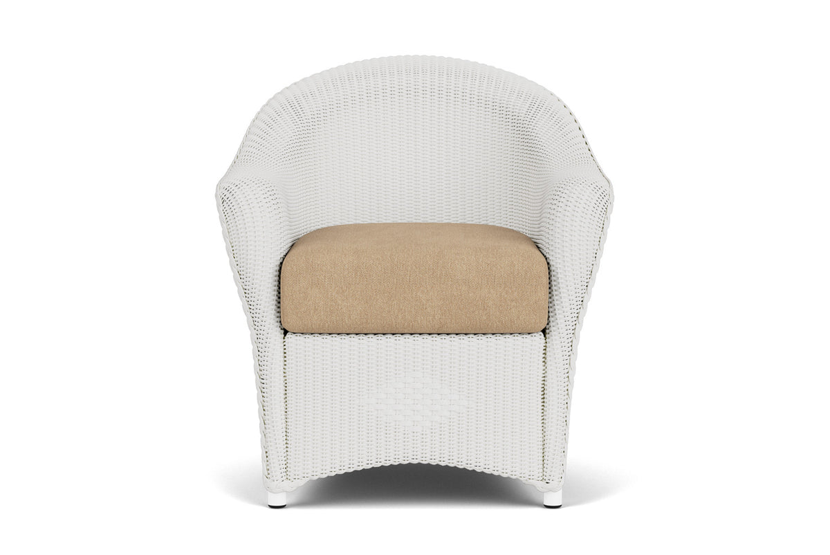 Lloyd Flanders Reflections Dining Set in Matte White with Hayden Sand fabric