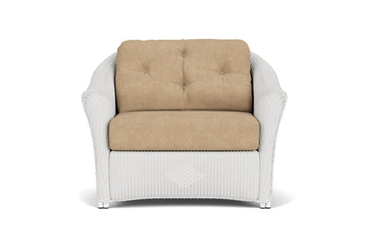 Lloyd Flanders Reflections Chair &amp; a Half in Matte White with Hayden Sand fabric