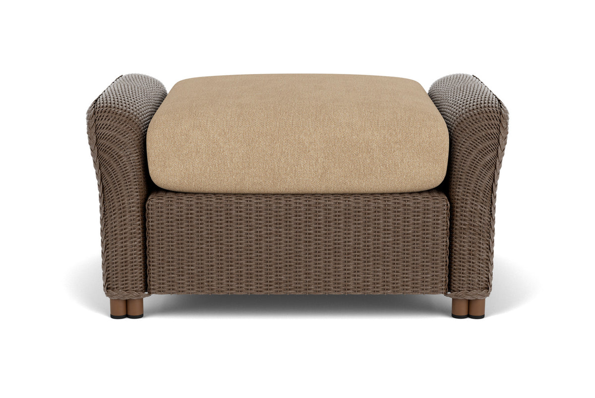 Lloyd Flanders Reflections Ottoman in Bark with Hayden Sand fabric