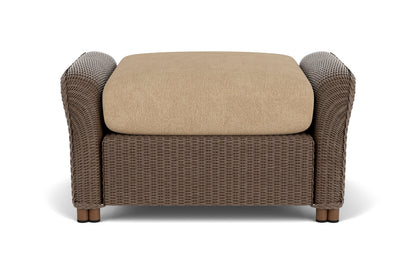 Lloyd Flanders Reflections Ottoman in Bark with Hayden Sand fabric