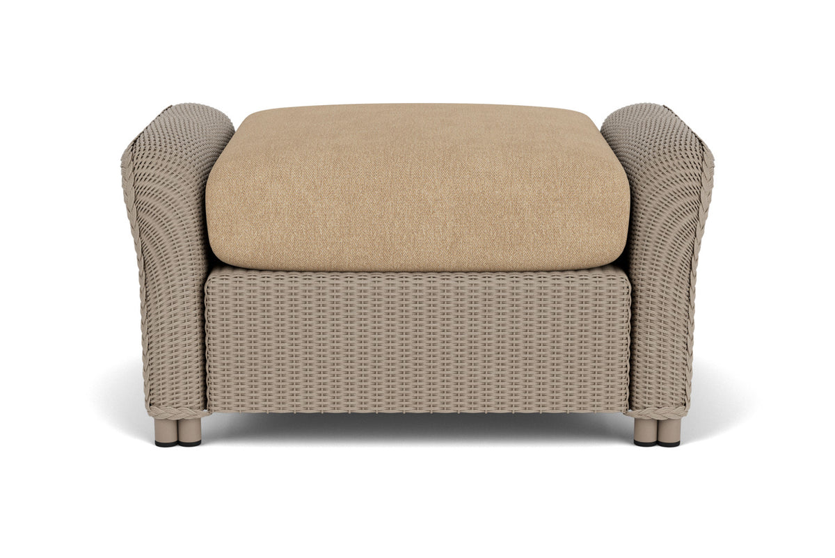 Lloyd Flanders Reflections Ottoman in French Beige with Hayden Sand fabric
