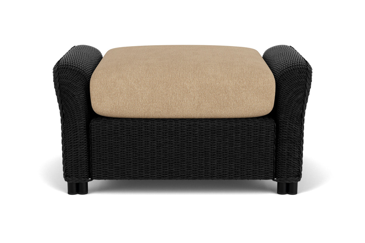 Lloyd Flanders Reflections Ottoman in Ebony with Hayden Sand fabric