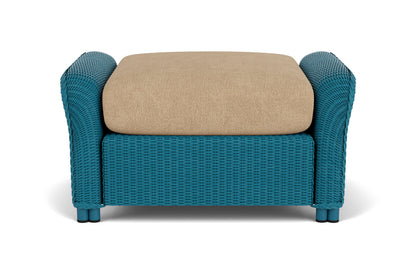 Lloyd Flanders Reflections Ottoman in Peacock with Hayden Sand fabric