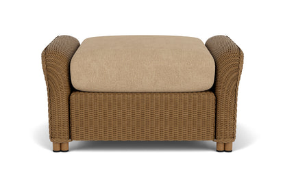 Lloyd Flanders Reflections Ottoman in Hickory with Hayden Sand fabric
