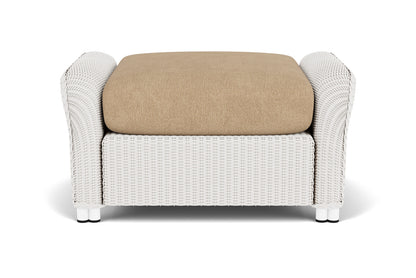 Lloyd Flanders Reflections Ottoman in White with Hayden Sand fabric