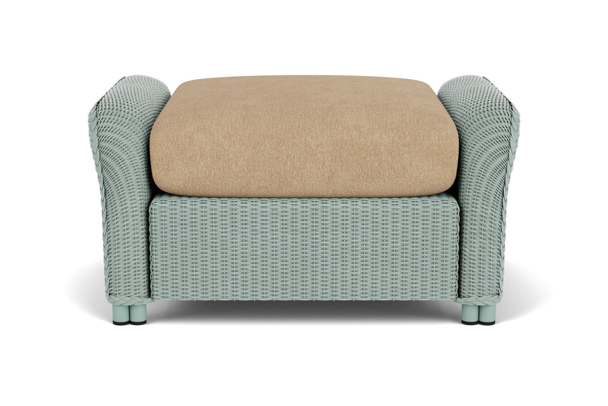 Lloyd Flanders Reflections Ottoman in Sea Glass with Hayden Sand fabric