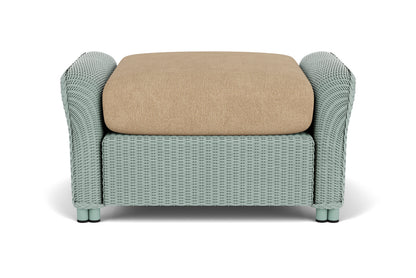 Lloyd Flanders Reflections Ottoman in Sea Glass with Hayden Sand fabric
