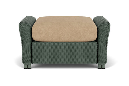 Lloyd Flanders Reflections Ottoman in Spruce with Hayden Sand fabric