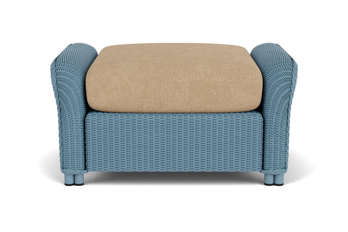 Lloyd Flanders Reflections Ottoman in Stillwater with Hayden Sand fabric