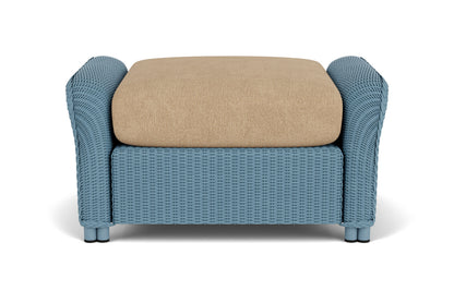 Lloyd Flanders Reflections Ottoman in Stillwater with Hayden Sand fabric