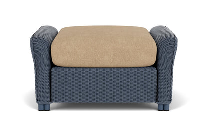 Lloyd Flanders Reflections Ottoman in Denim Blue with Hayden Sand fabric