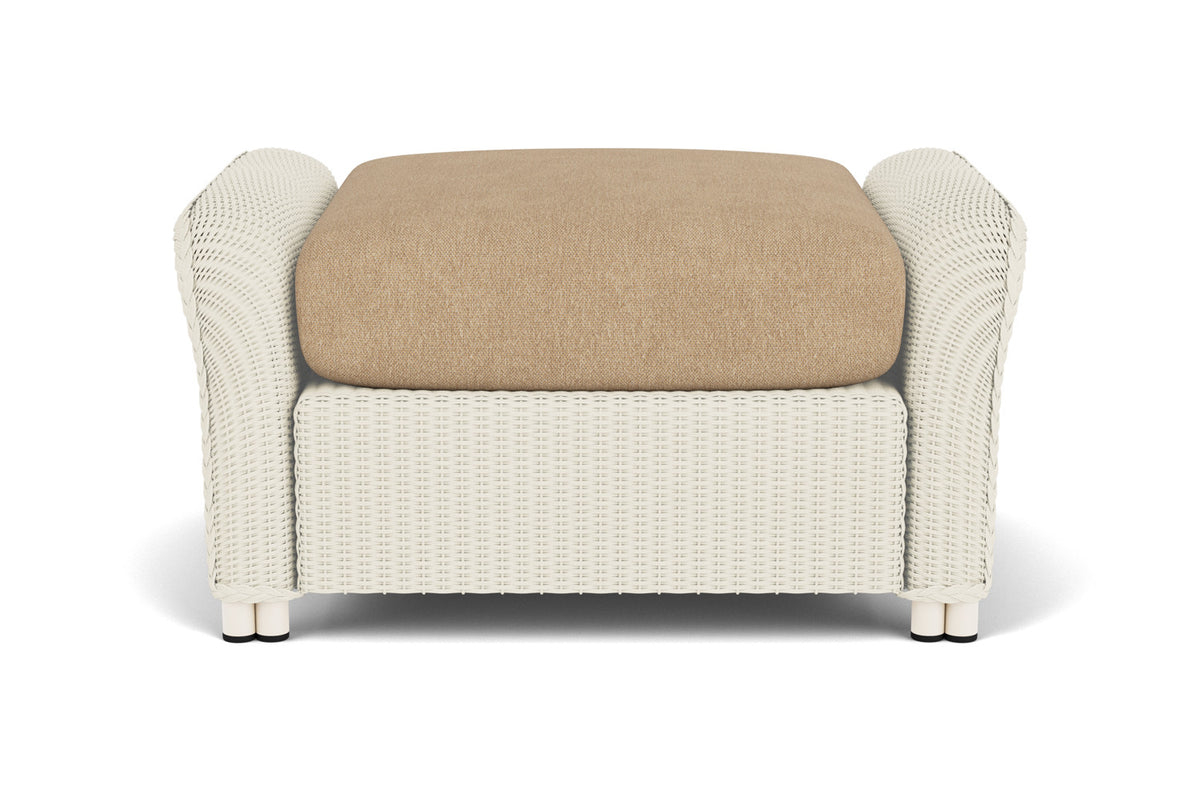 Lloyd Flanders Reflections Ottoman in Ivory with Hayden Sand fabric
