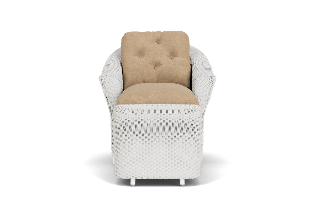 Lloyd Flanders Reflections Day Chaise in Matte White with Hayden Sand fabric