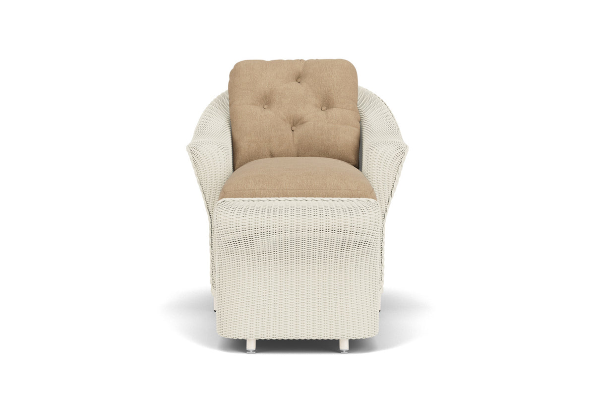 Lloyd Flanders Reflections Day Chaise in Ivory with Hayden Sand fabric