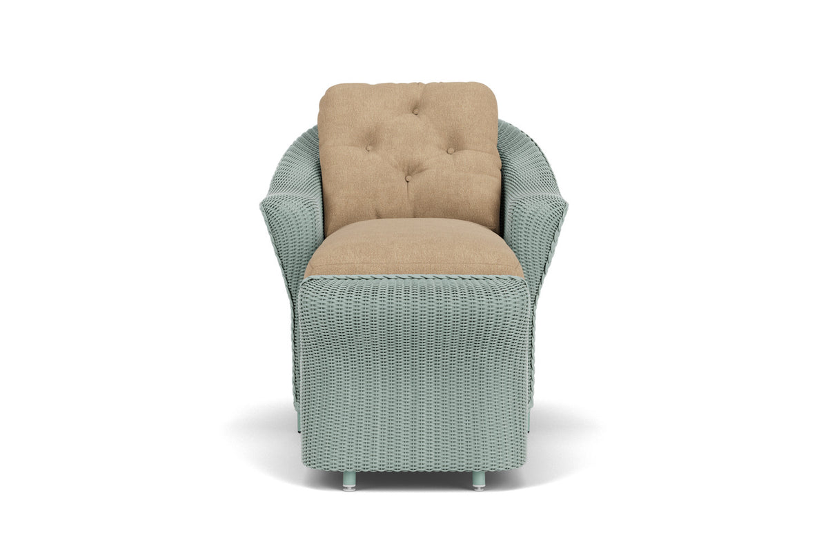Lloyd Flanders Reflections Day Chaise in Sea Glass with Hayden Sand fabric