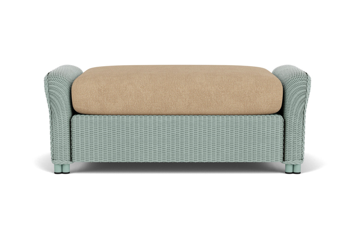 Lloyd Flanders Reflections Large Ottoman in Sea Glass with Hayden Sand fabric