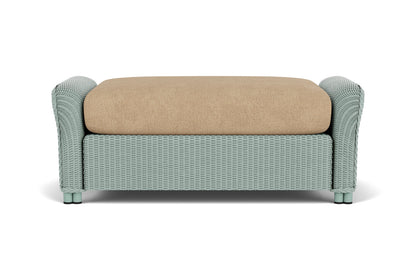Lloyd Flanders Reflections Large Ottoman in Sea Glass with Hayden Sand fabric