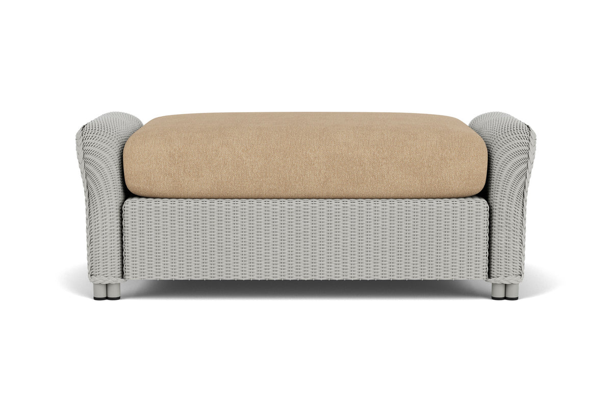 Lloyd Flanders Reflections Large Ottoman in Platinum with Hayden Sand fabric