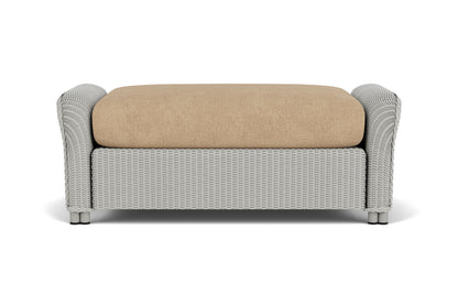 Lloyd Flanders Reflections Large Ottoman in Platinum with Hayden Sand fabric