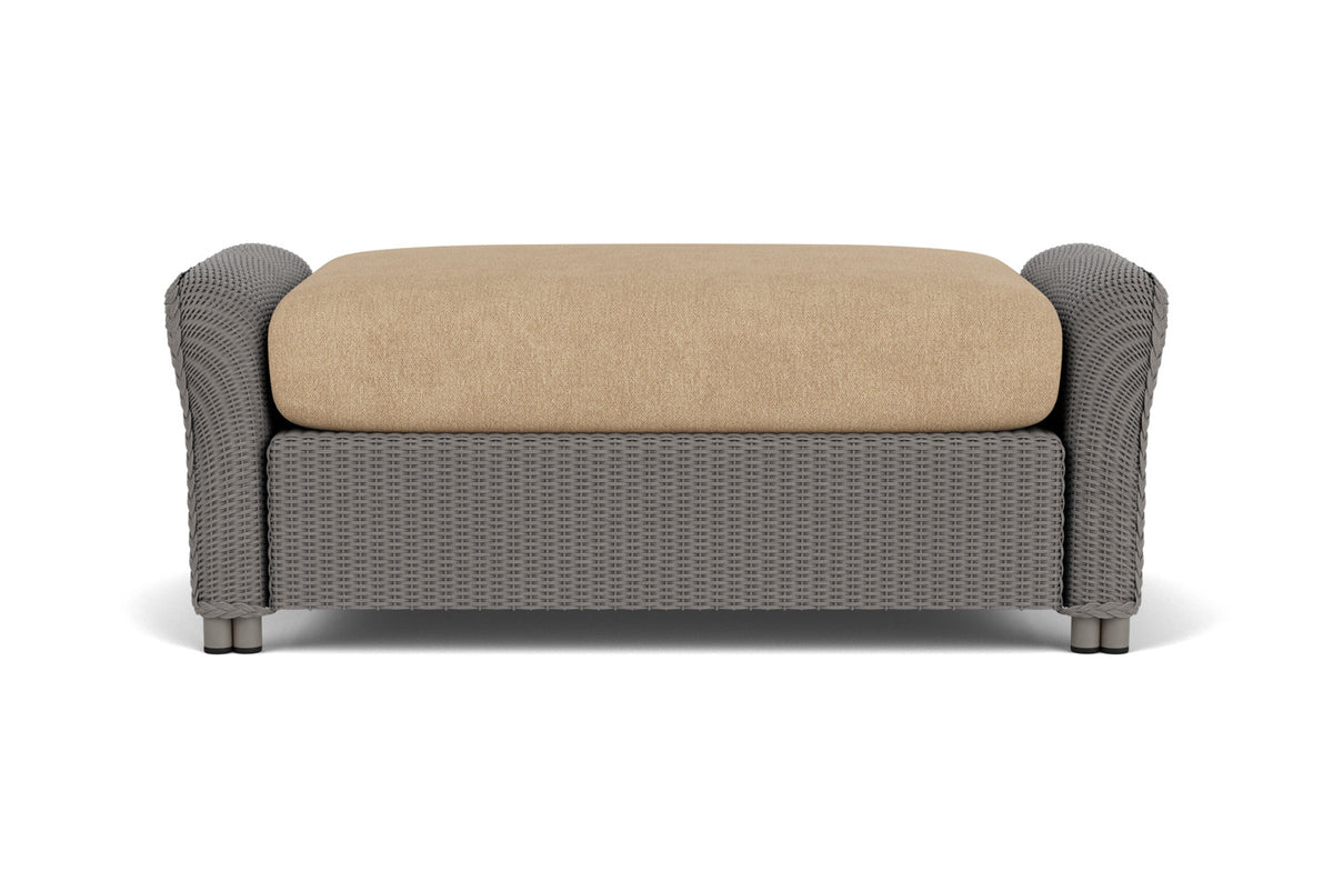 Lloyd Flanders Reflections Large Ottoman in Pewter with Hayden Sand fabric