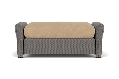 Lloyd Flanders Reflections Large Ottoman in Pewter with Hayden Sand fabric