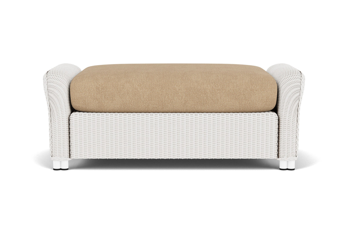 Lloyd Flanders Reflections Large Ottoman in White with Hayden Sand fabric