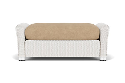 Lloyd Flanders Reflections Large Ottoman in White with Hayden Sand fabric
